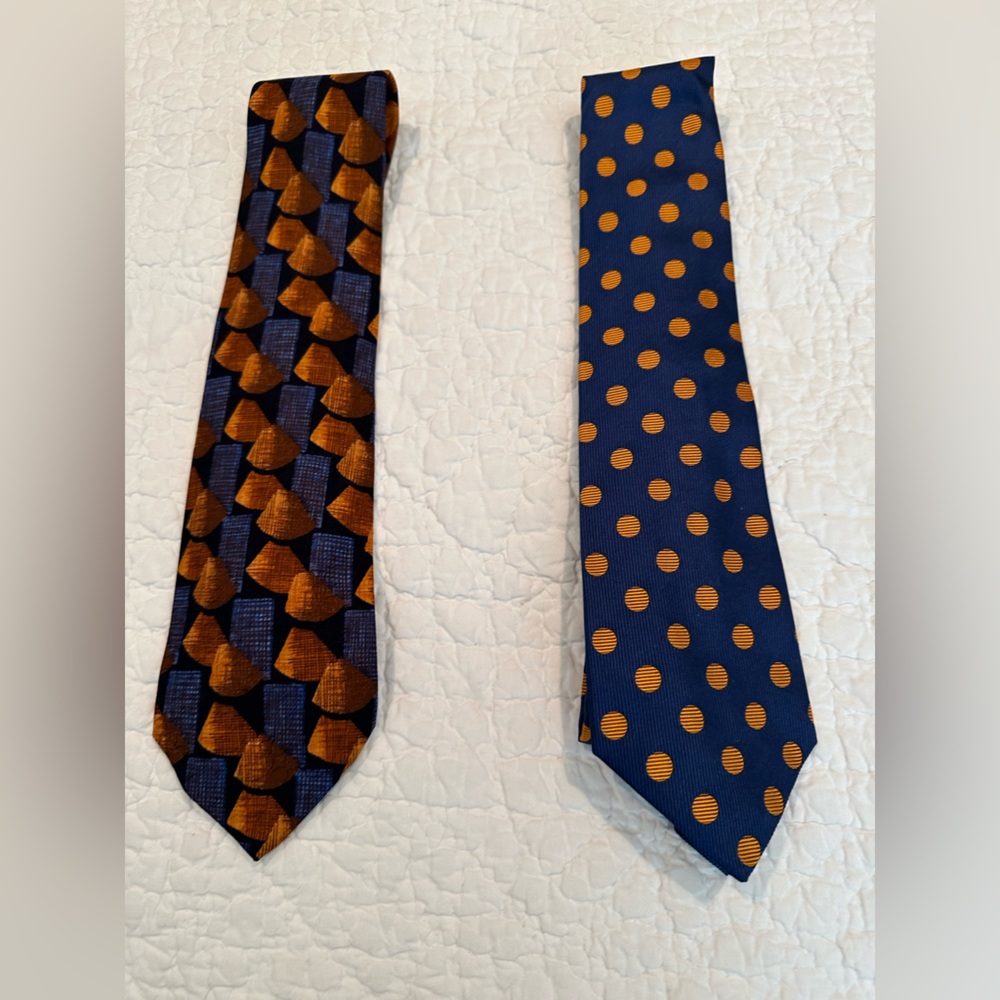 Neiman Marcus 2 blue and copper/gold ties